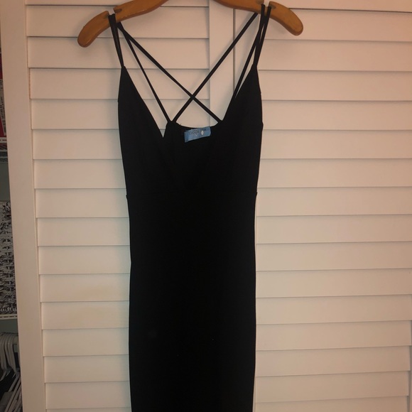 The Vintage Shop Deep V Plunge Black Midi Dress S - Picture 4 of 6
